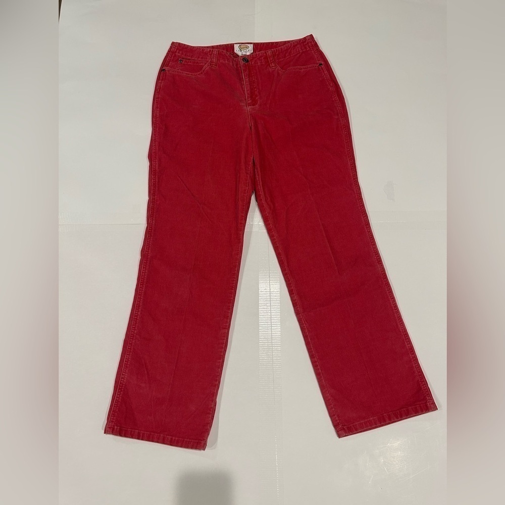 Talbots Petites Straight Leg Corduroy Pants Red 12P